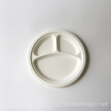 10 ιντσών 3-DIV Bagasse Plate φ260mm